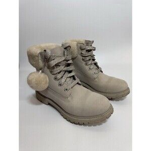 Timberland Premium Women’s 6in SHEARLING Boo WP  Boots Light Taupe SZ 8